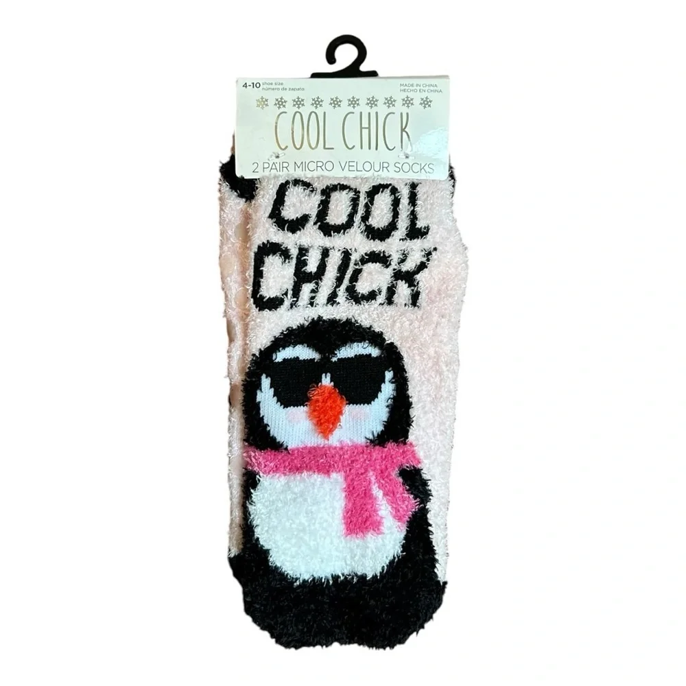 Cool Chick Micro Velour Women's Low Cut Cozy‎ Socks 2 Pair Shoe Size 4-10 NEW
